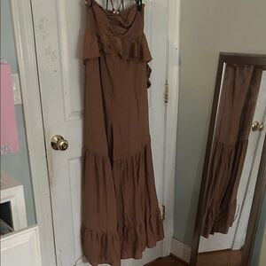 fab'rik Brown Wide Leg Jumpsuit